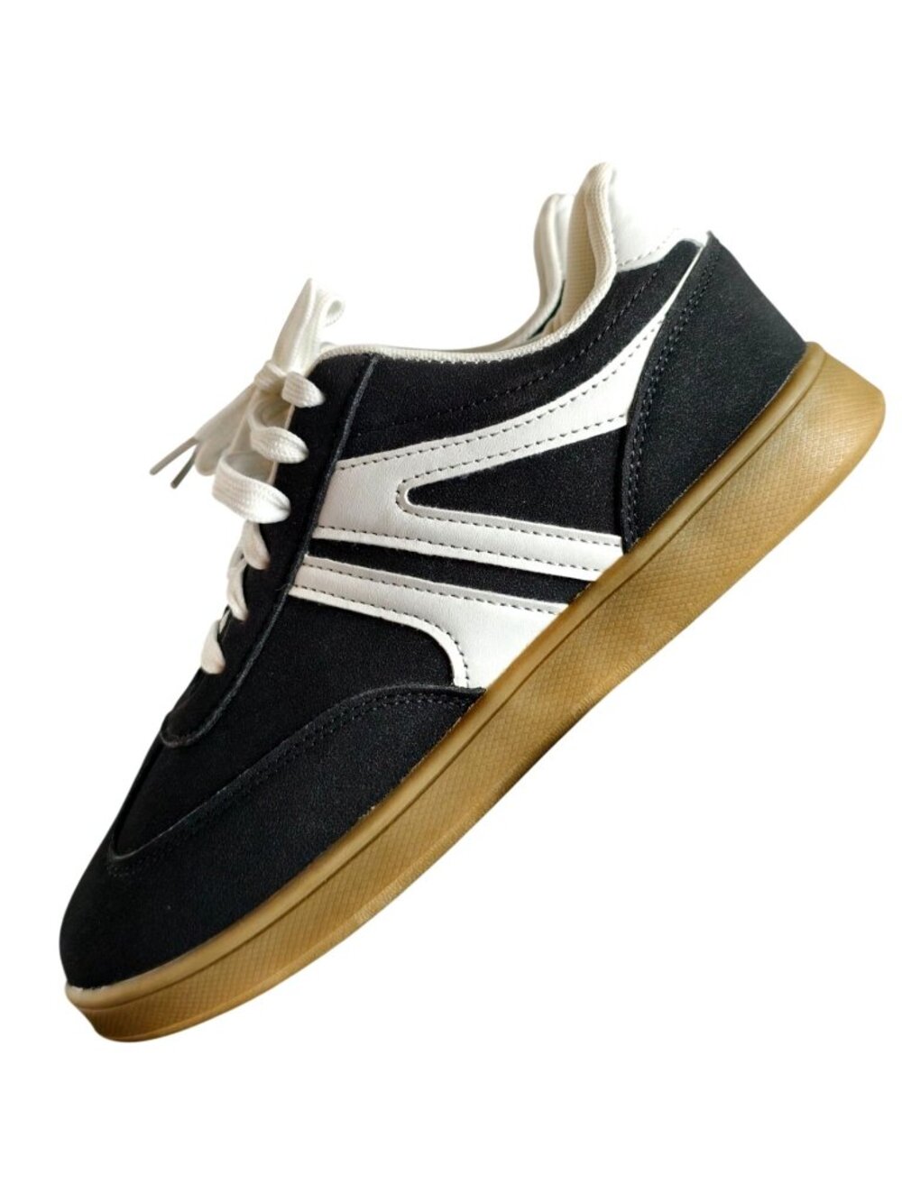 Womens 9 Vtg Athletic Sneakers Black White Lace-Up Fashion Comfortable Casual - Picture 4 of 11